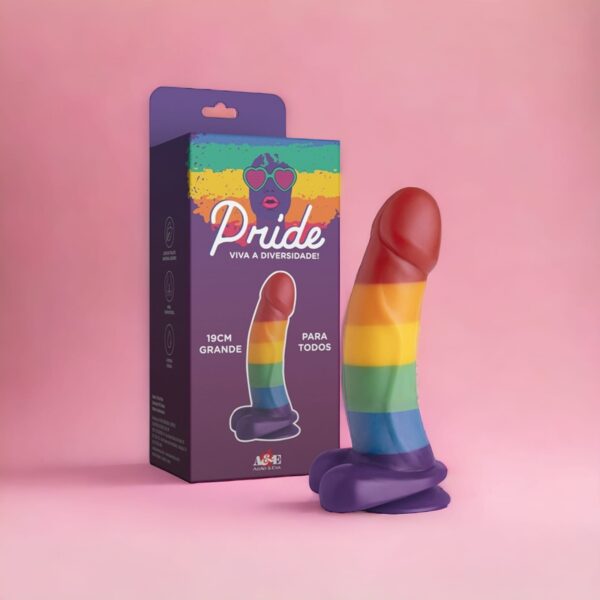 Pênis Realístico Com Escroto e Ventosa Linha Pride