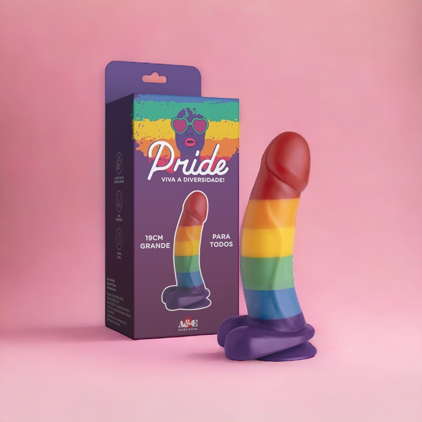 Pênis Realístico Com Escroto e Ventosa Linha Pride Pênis Realístico Com Escroto e Ventosa Linha Pride