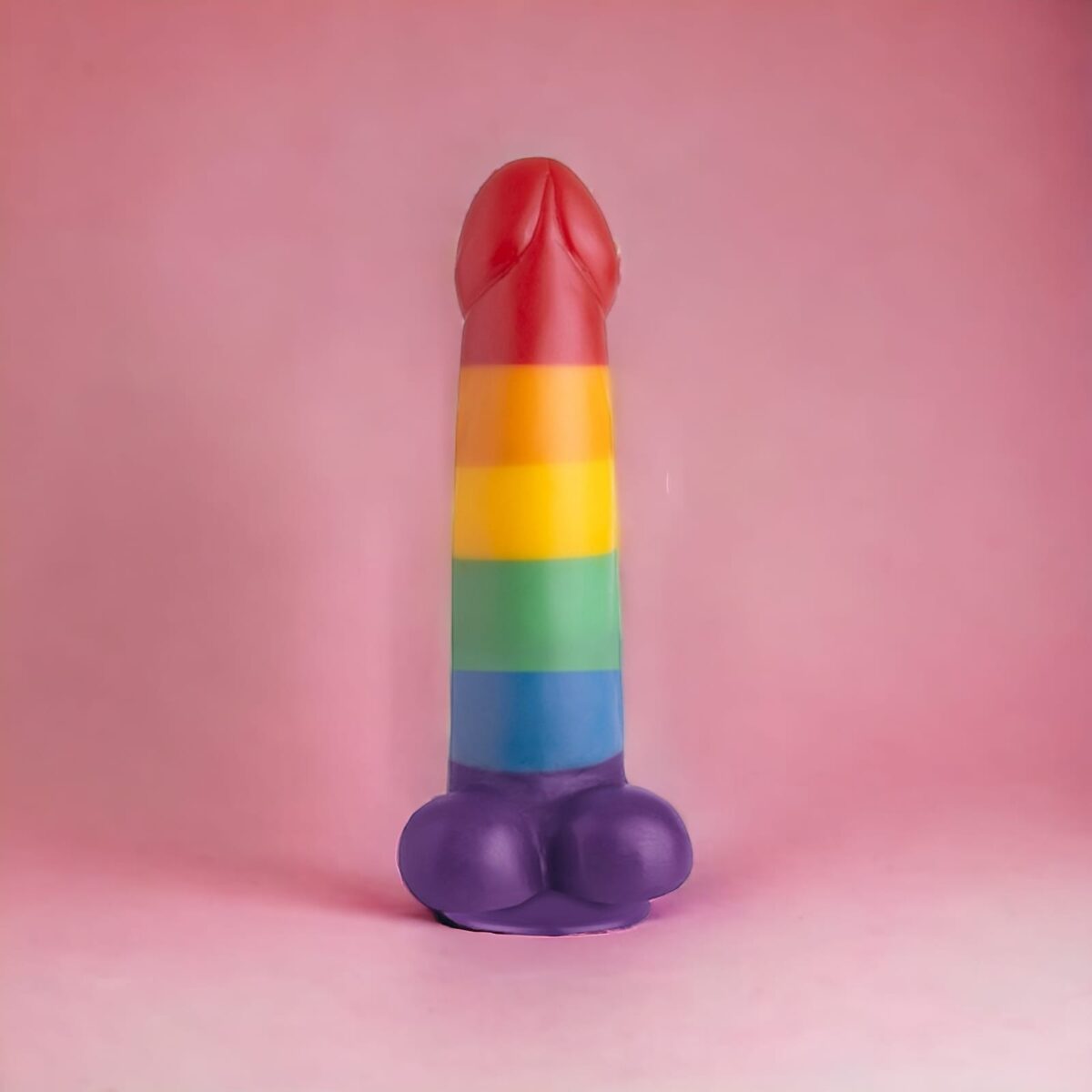 Pênis Realístico Com Escroto e Ventosa Linha Pride