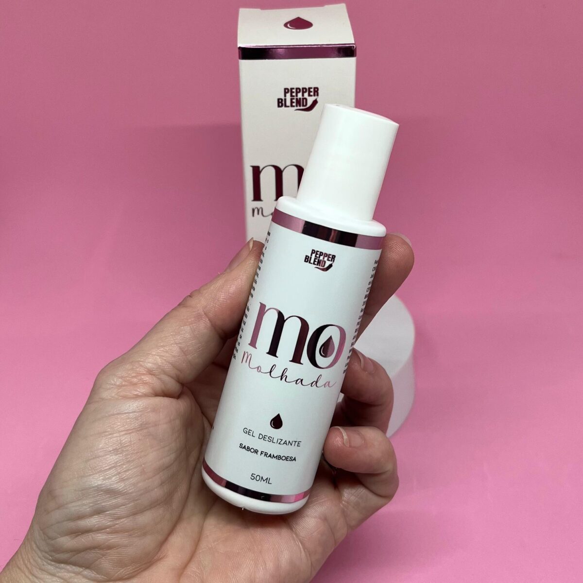 Gel Lubrificante Íntimo Mo Molhada – 50g | Deslizamento Sedoso com Rosa Mosqueta, Aloe Vera e Aroma de Framboesa