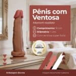 Prótese com Ventosa Marrom Bombom Realísta 16x4cm – PVC Atóxico