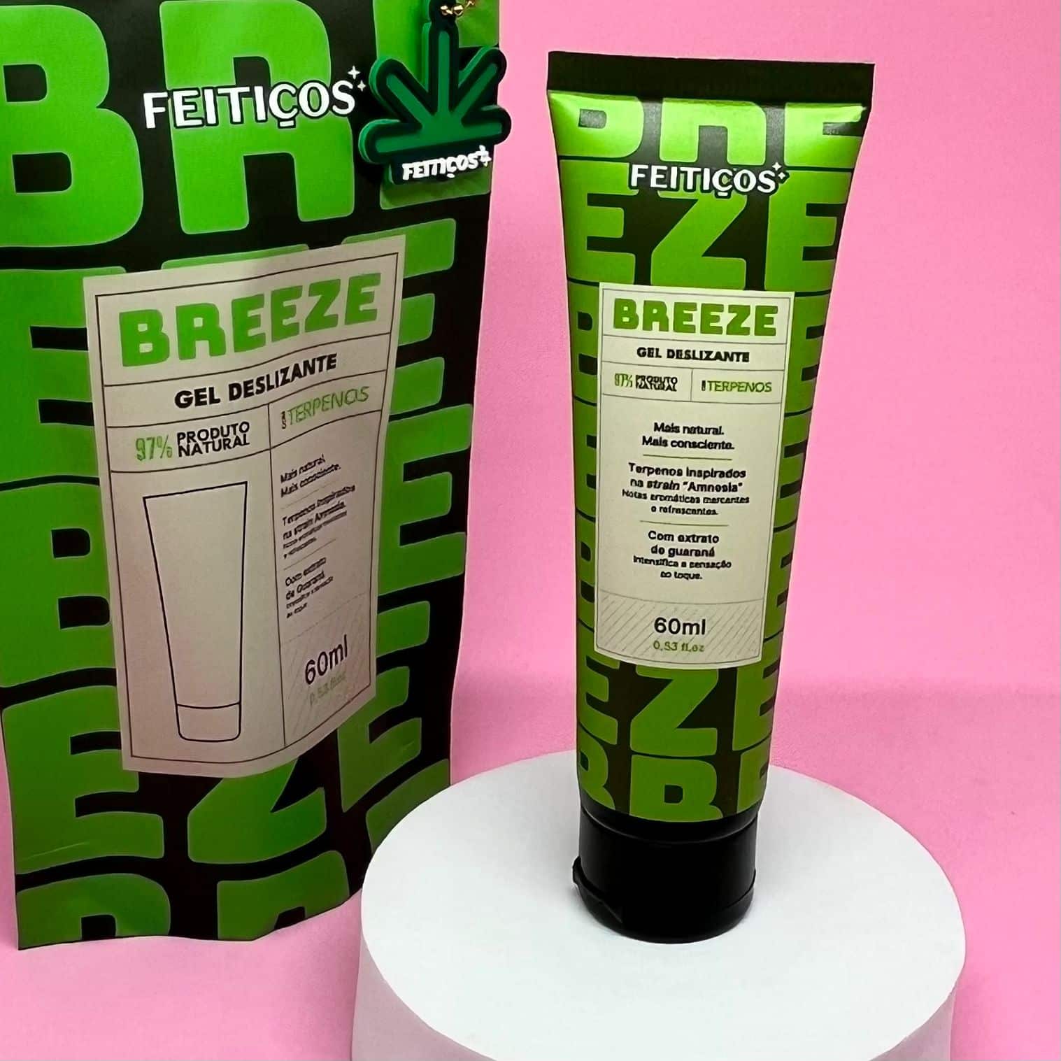 Breeze Gel Deslizante com Terpenos Inspirados na Strain Amnesia 60ml | Lubrificante Íntimo de Longa Duração com Ácido Hialurônico