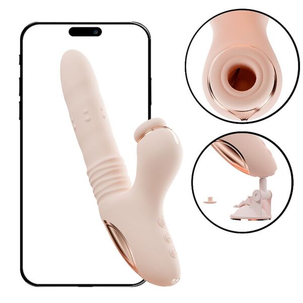 Vibrador Ponto G e Clitóris Aura App Control com Vai e Vem, Rotação e Aquecimento | Estímulo Inteligente 10 Modos SI