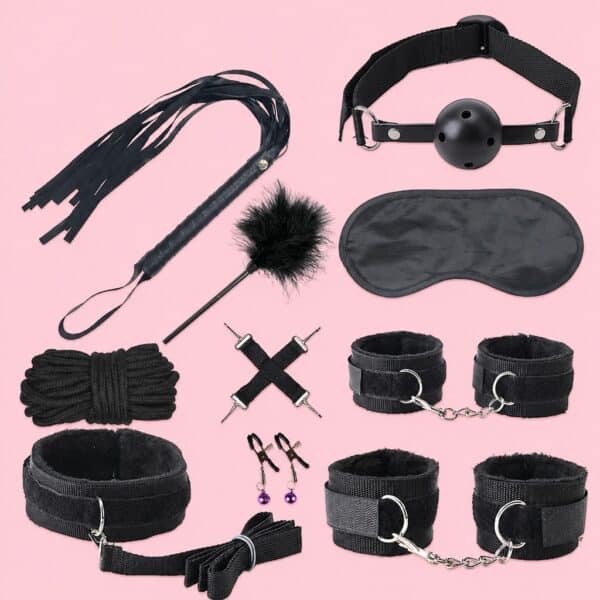 Kit BDSM Black Wolf Preto Si | Kit BDSM Completo Com 8 Acessórios Para Casais | Experiência Sensorial, Bondage E Conexão